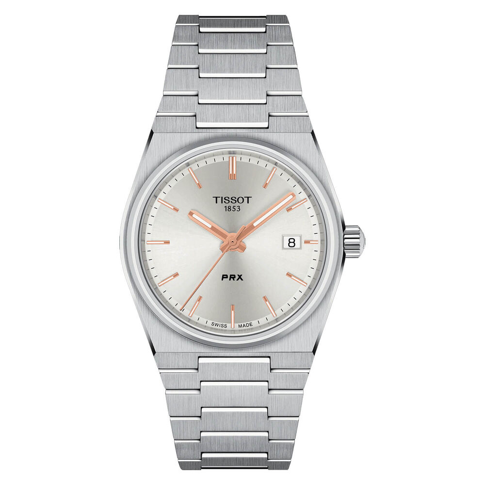 Tissot PRX 35mm Silver Dial Rose Gold Bezel Bracelet Watch image number 0