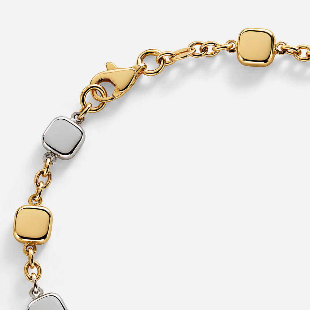 9ct Yellow & White Gold Polished Squares Bracelet