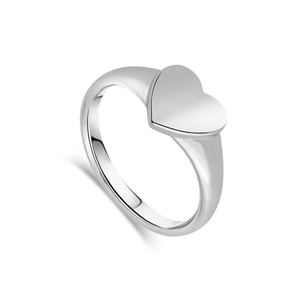 Sterling Silver Plain Polished Heart Signet Ring