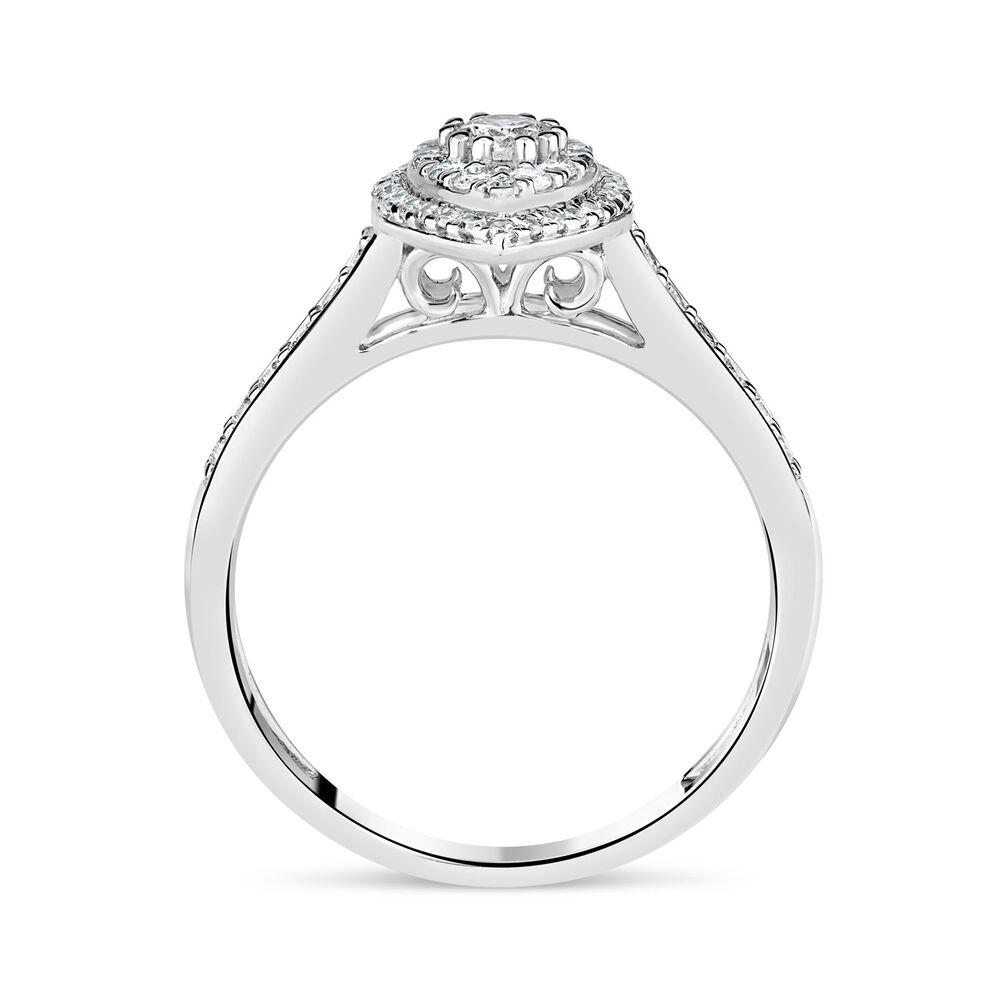 9ct White Gold 0.50ct Diamond Marquise Cluster Ring image number 2