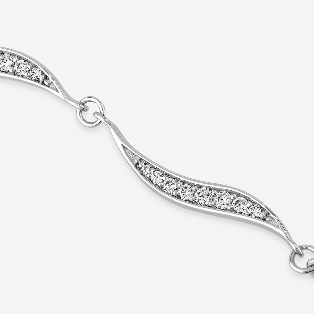 Sterling Silver Cubic Zirconia Pave Wave Bracelet image number 2