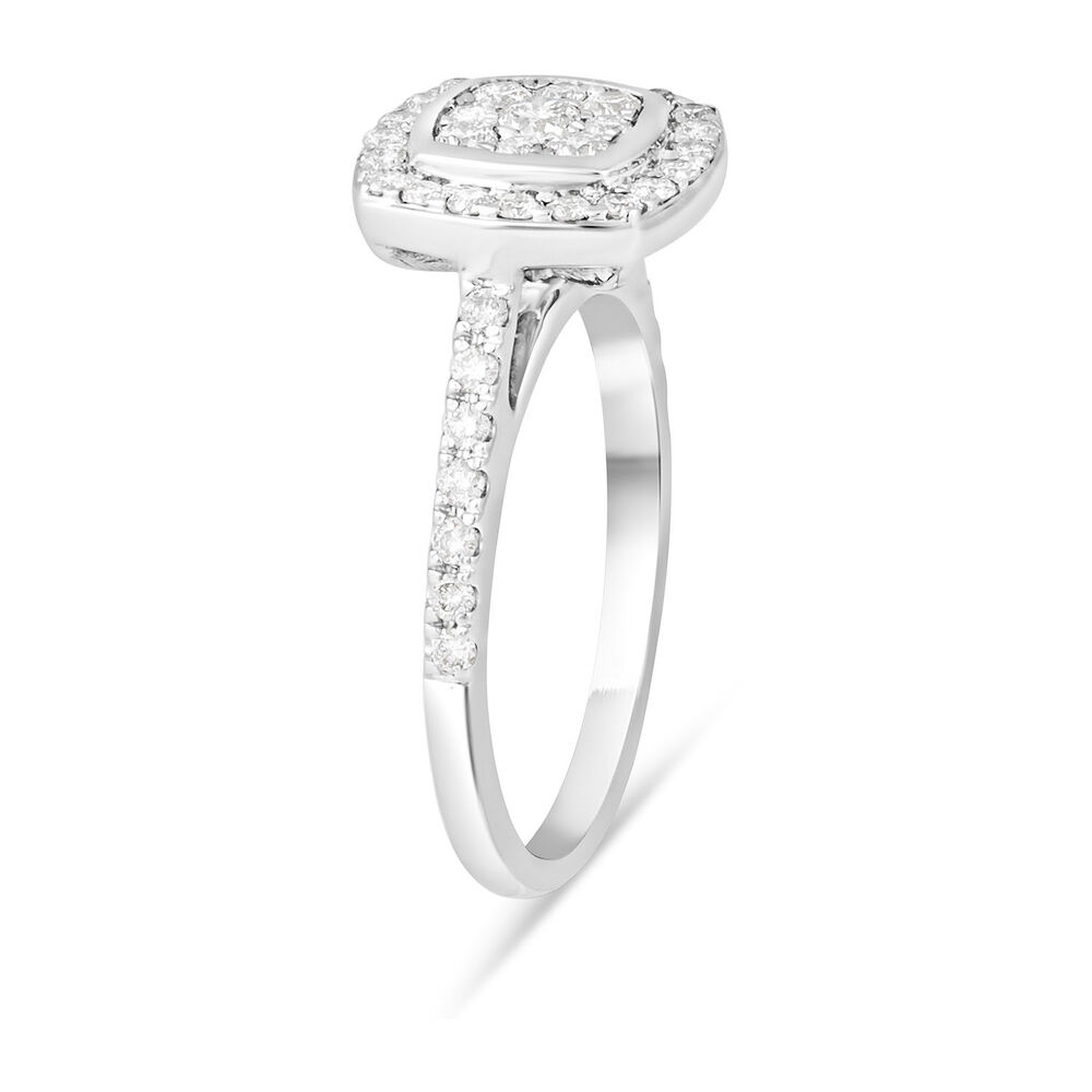 Ladies 18ct White Gold and Diamond Square Cluster Engagement Ring - Special Price image number 3