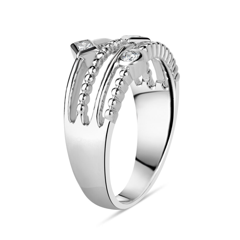 9ct White Gold 4-Row 0.15ct Diamond Set Ladies' Ring image number 3