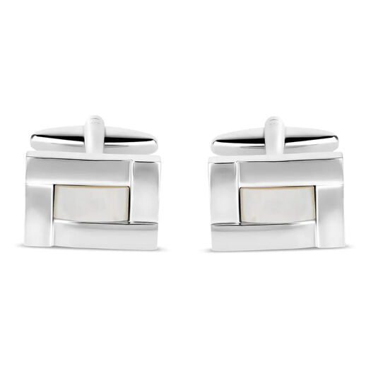 Gents Silver-Plated Mother of Pearl Cufflinks