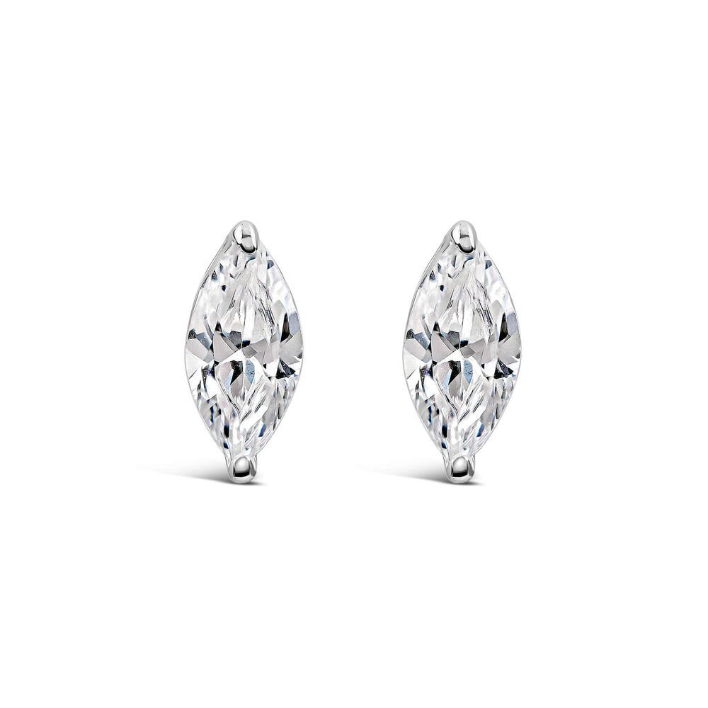 Sterling Silver Cubic Zirconia Marquise Stud Earrings image number 0