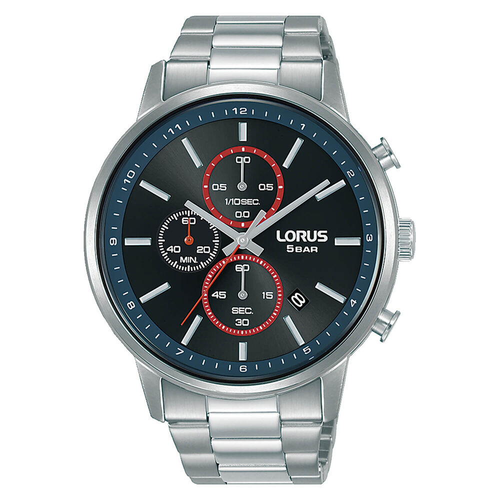 Lorus Gents Sports Chronograph Stainless Steel Bracelet Greyish Blue Dial Watch