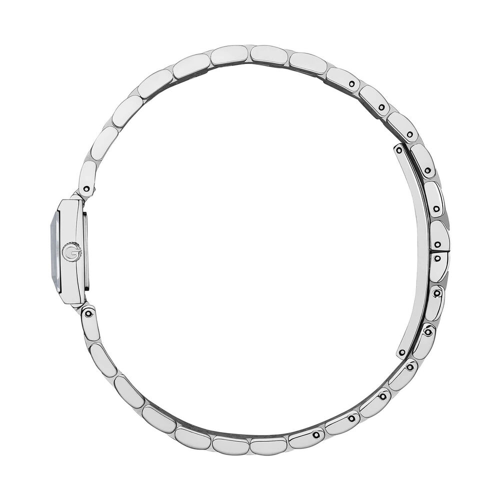 Gucci G-Frame 14x18mm Pink Dial Diamond Dots Stainless Steel Bracelet Watch