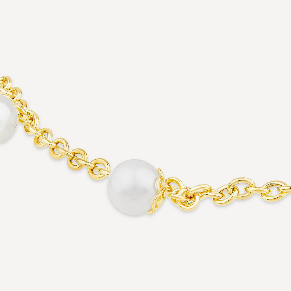 9ct Yellow Gold 8mm Pearl T-Bar Bracelet image number 2