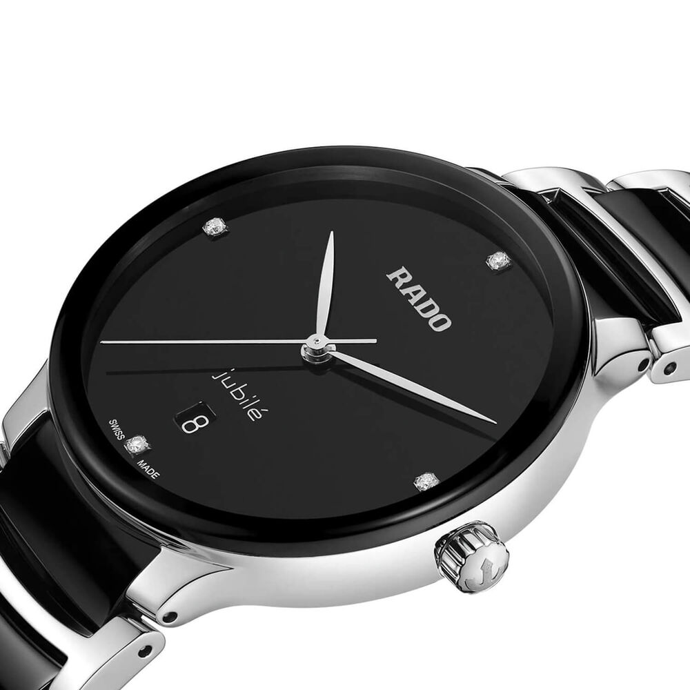 Rado Centrix Diamonds 39.5mm Black Dial Ceramic & Steel Bracelet Watch