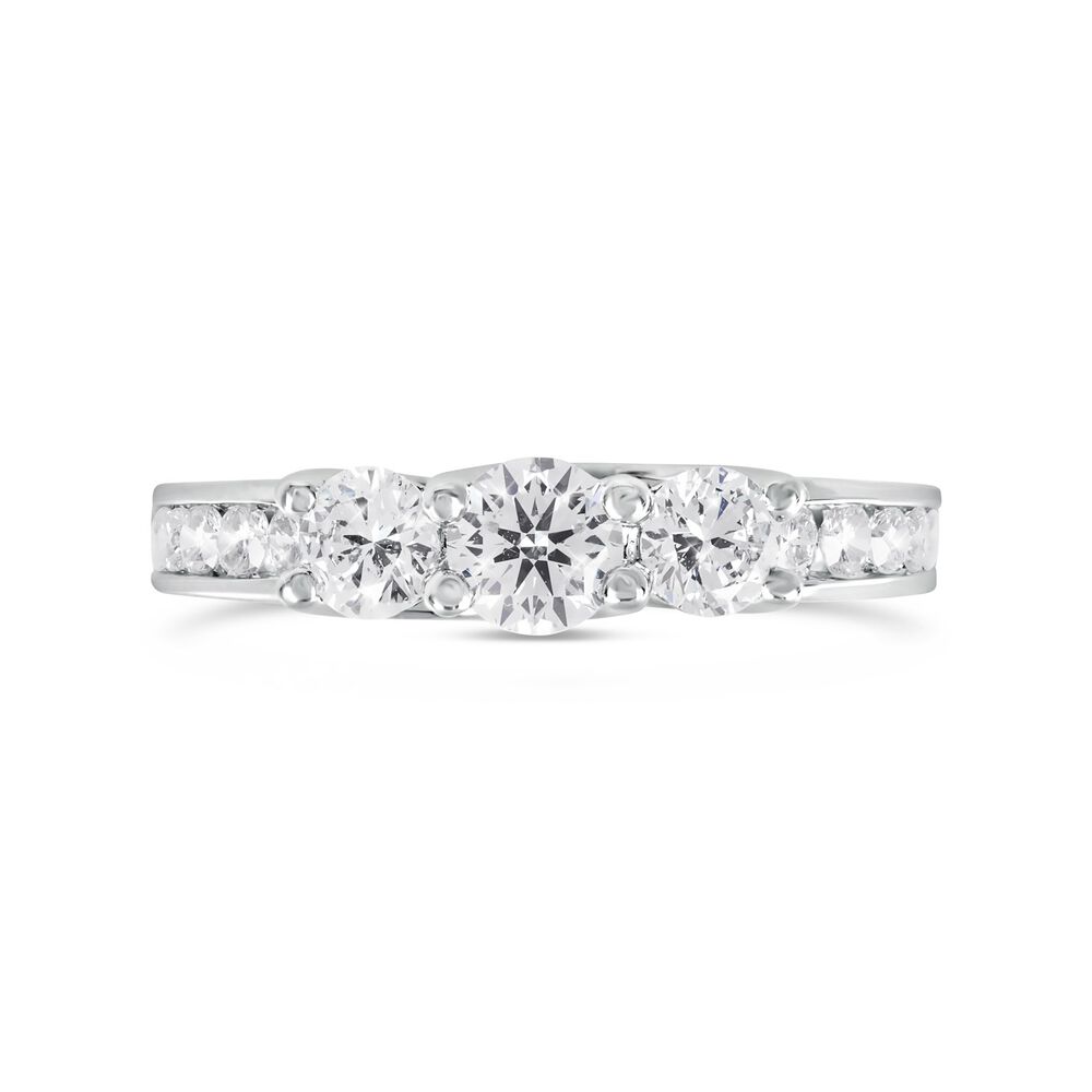 Special Price - 18ct White Gold 1.00ct Diamond Shoulders Trilogy Ring
