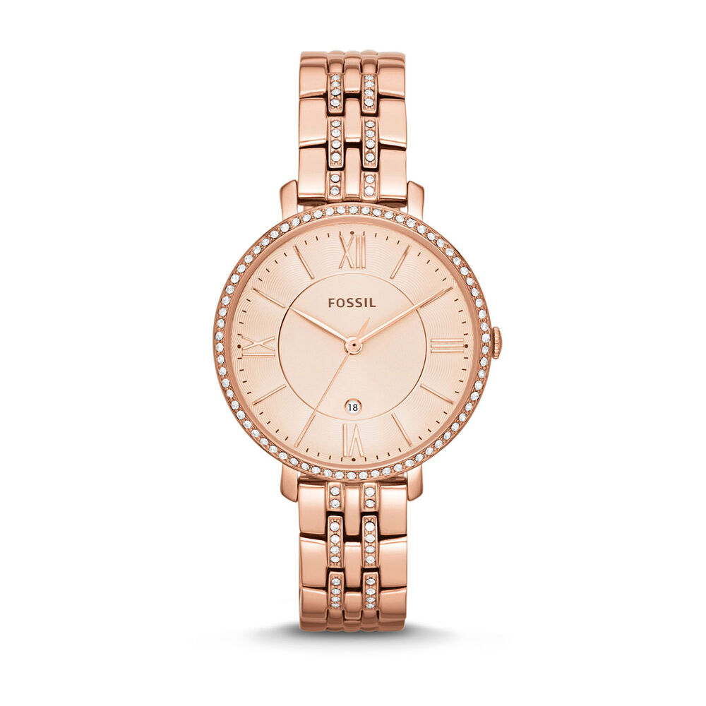 Fossil Jacqueline Ladies' Crystal Rose Gold-plated Bracelet Watch