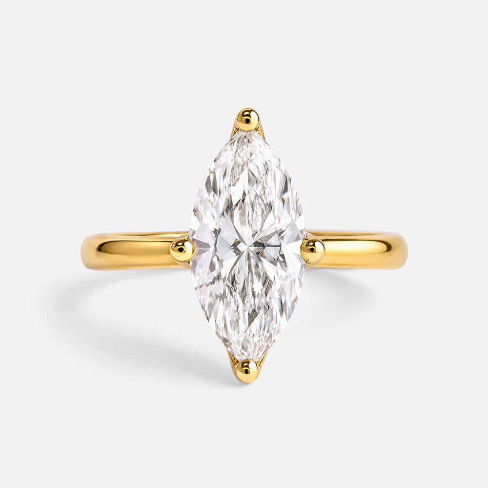 Born 18ct Yellow Gold 2.00ct Marquise Lab Grown Diamond Solitaire Ring