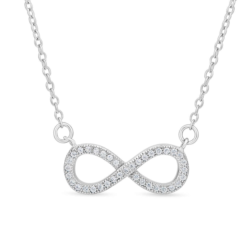 Sterling Silver Cubic Zirconia Inifinity Necklet image number 0