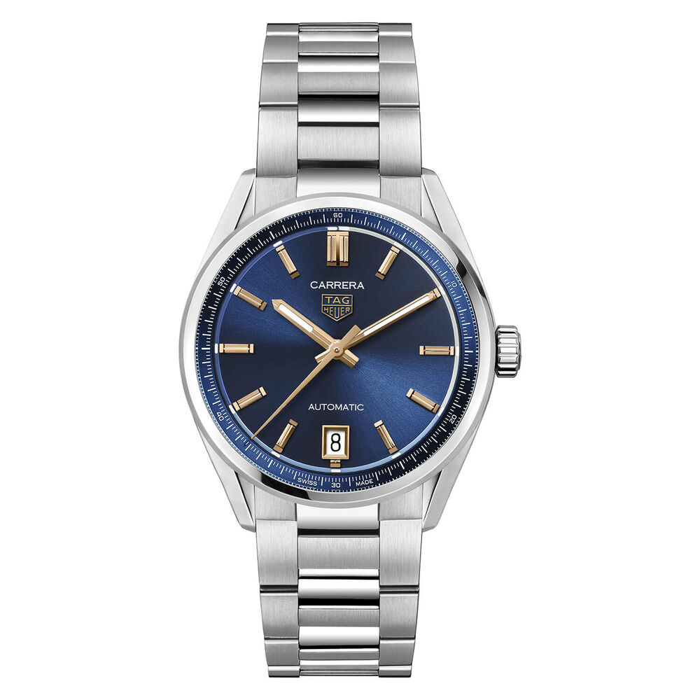 TAG Heuer Carrera 36mm Blue Dial Rose Gold Index Bracelet Watch