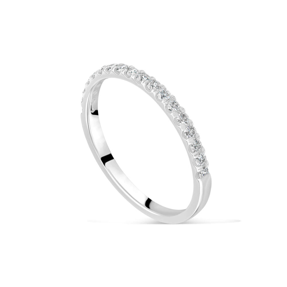 18ct White Gold 1.70mm 0.20ct Diamond Split Claw Wedding Ring