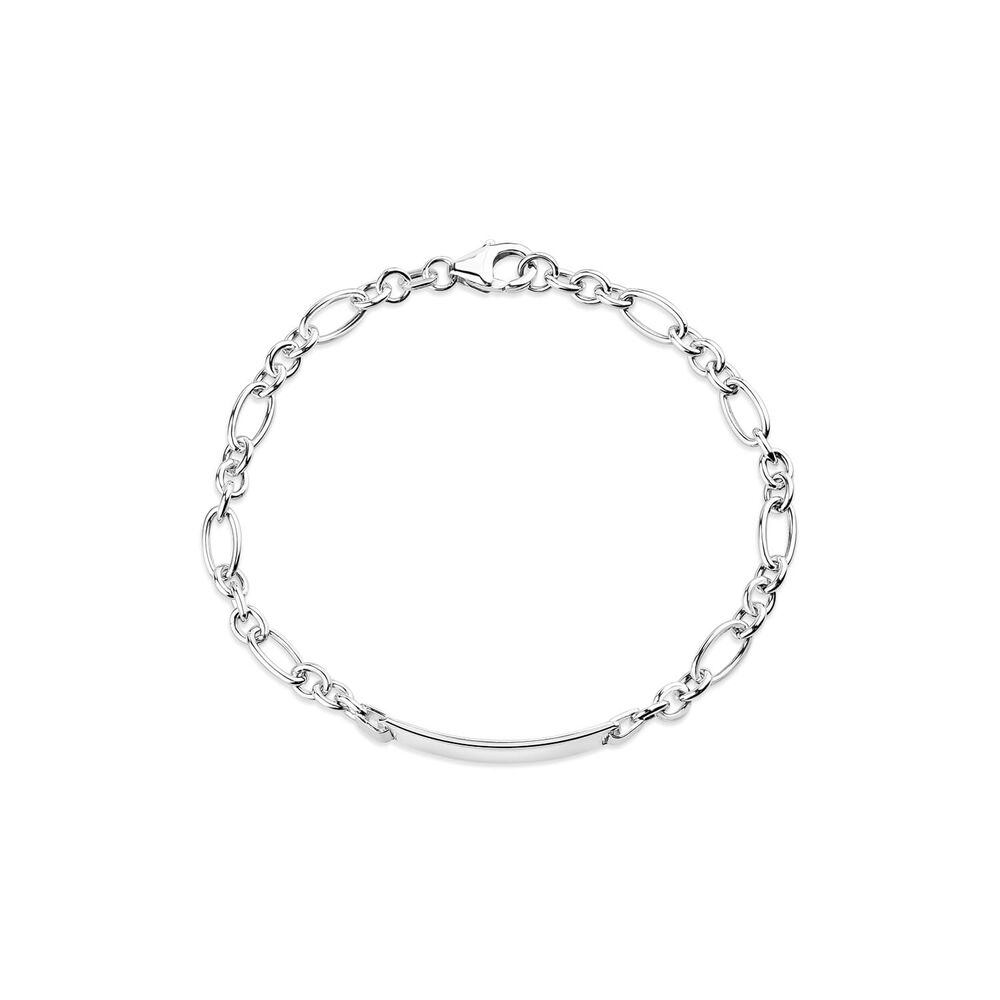 Sterling Silver Anchor Figaro ID Chain Bracelet