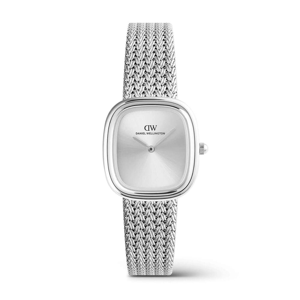 Daniel Wellington Margot 24x26mm Silver Sunray Dial Stainless Steel Braided Mesh Bracelet Watch