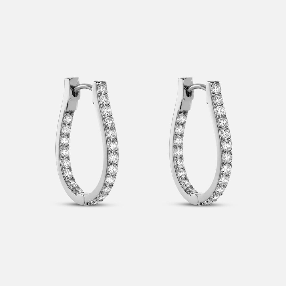 9ct  White Gold Cubic Zirconia Inside Out Hoop Earrings
