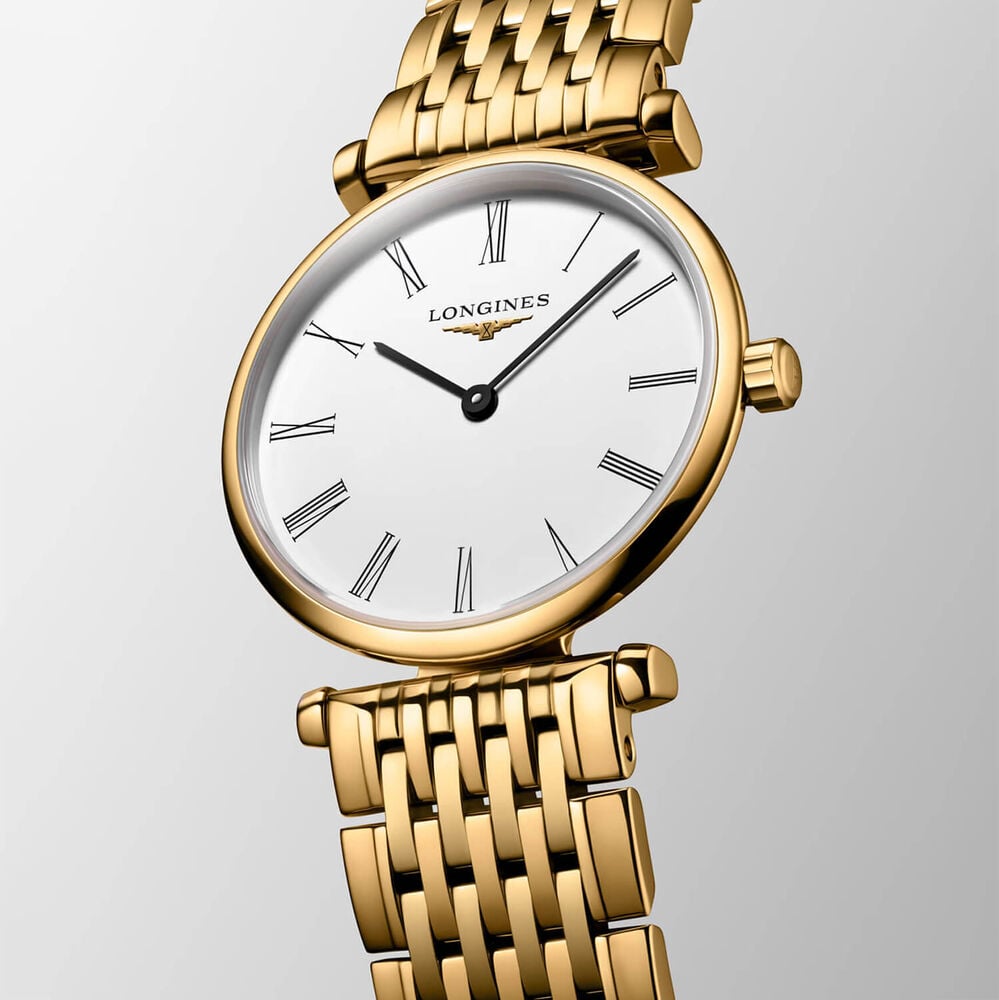 Longines La Grande Classique de Longines 24mm White Dial Yellow Gold PVD Bracelet Watch image number 1