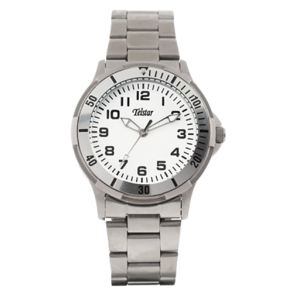 Telstar Boys 36mm White Dial Steel Case Bracelet Watch