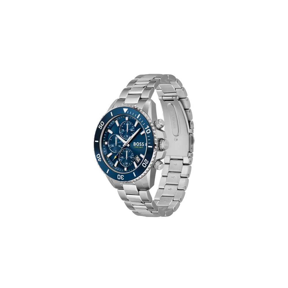 BOSS Admiral 46mm Blue Dial Chronograph Steel Case Bracelet Watch image number 1