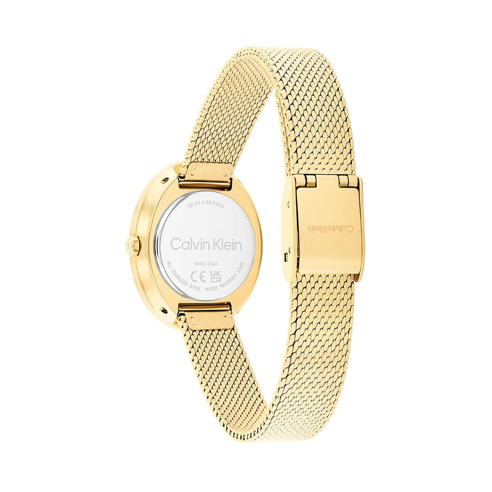 Calvin Klein 24mm Green Dial Twisted Bezel Gold Tone Stainless Steel Bracelet Watch image number 2