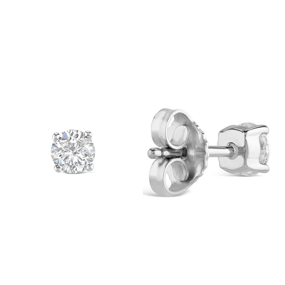 9ct White Gold Diamond Stud Earrings. image number 2