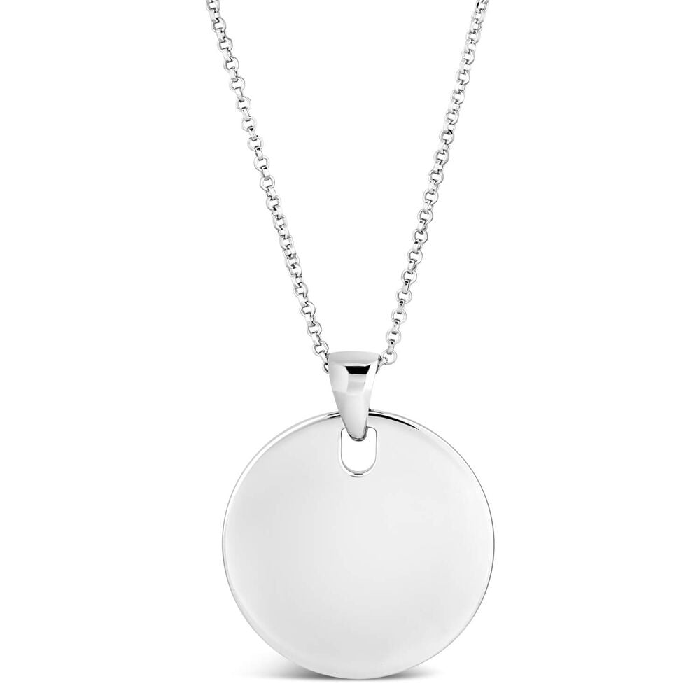 Sterling Silver Large Round Disc Pendant Necklace image number 0