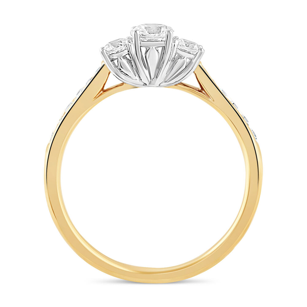 18ct Yellow Gold 0.50ct Trilogy Diamond Tulip Setting Ring image number 2