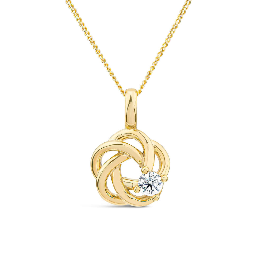 9ct Yellow Gold Cubic Zirconia Set Open Knot Pendant image number 0