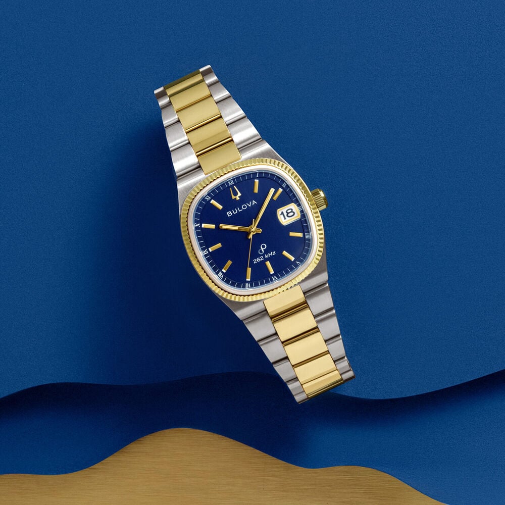 Bulova Super Seville 38mm Blue Dial Two Tone Steel Bracelet Watch