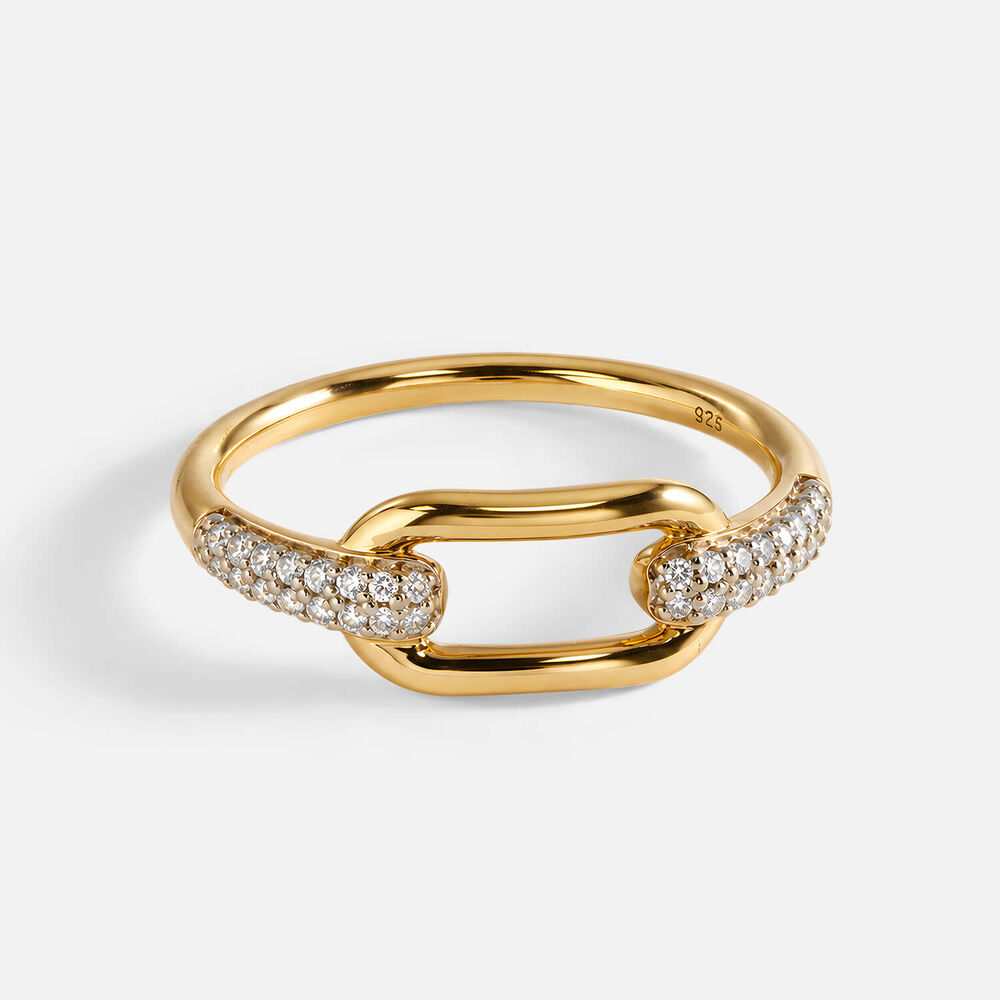Born Contour 9ct Yellow Gold 0.16ct Lab Grown Diamond Open Rectangle Ring