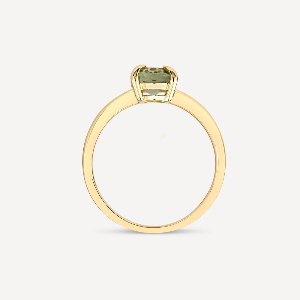 9ct Yellow Gold Oval Green Amethyst Ring