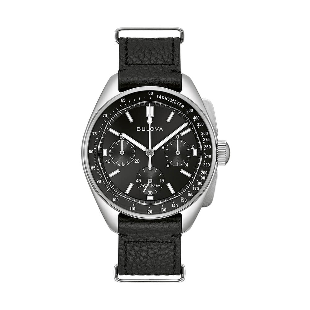 Bulova Lunar Pilot 43.5mm Black Dial Stainless Steel Bracelet Chronograph Watch image number 1