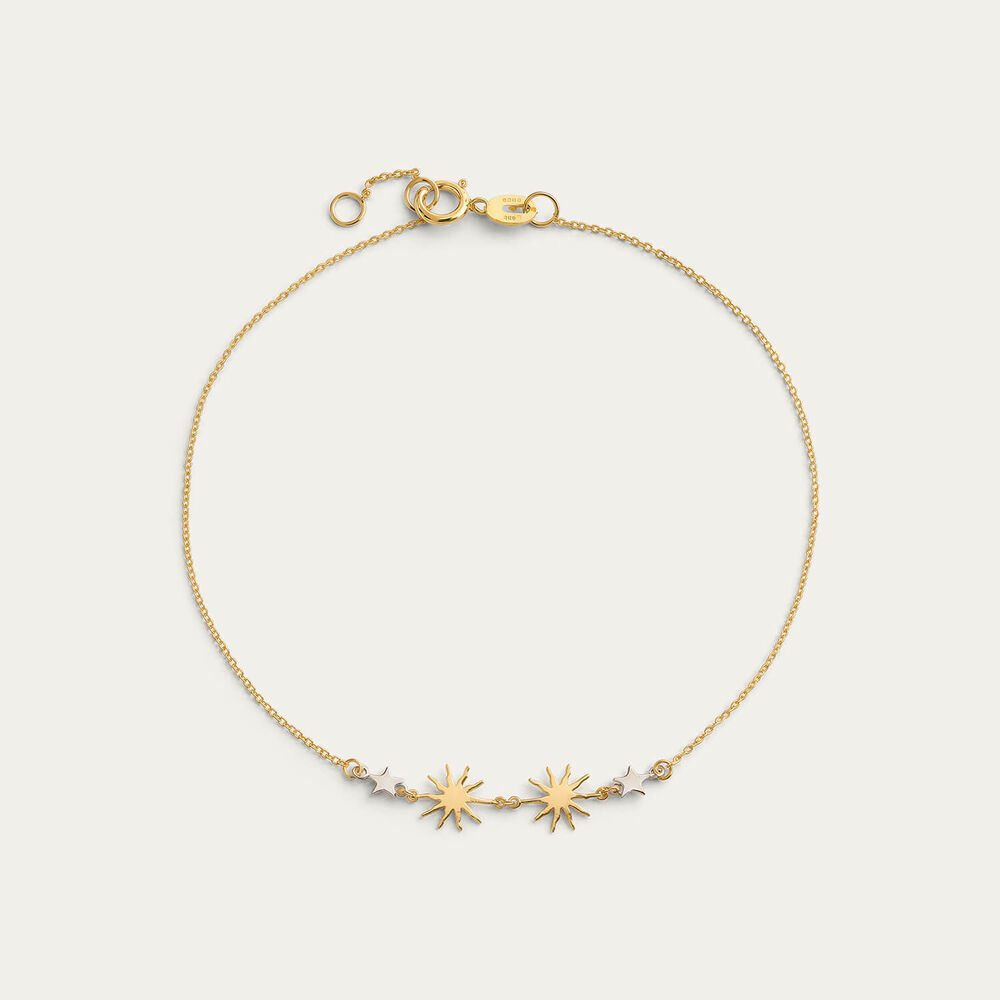 9ct Yellow & White Gold Sun & Star Bracelet