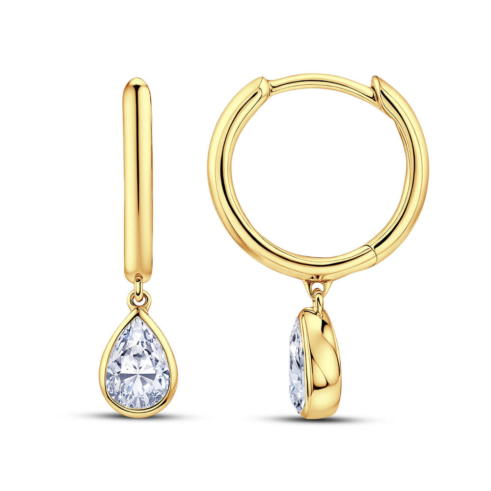 Born Contour 9ct Yellow Gold 0.30ct Pear Lab Grown Diamond Bezel Set Drop Earrings