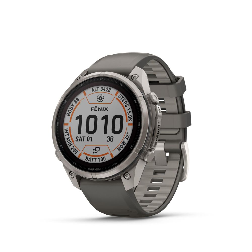 Garmin fenix 9 Pro Solar 47mm Titanium Pebble Grey Silicone Strap Watch