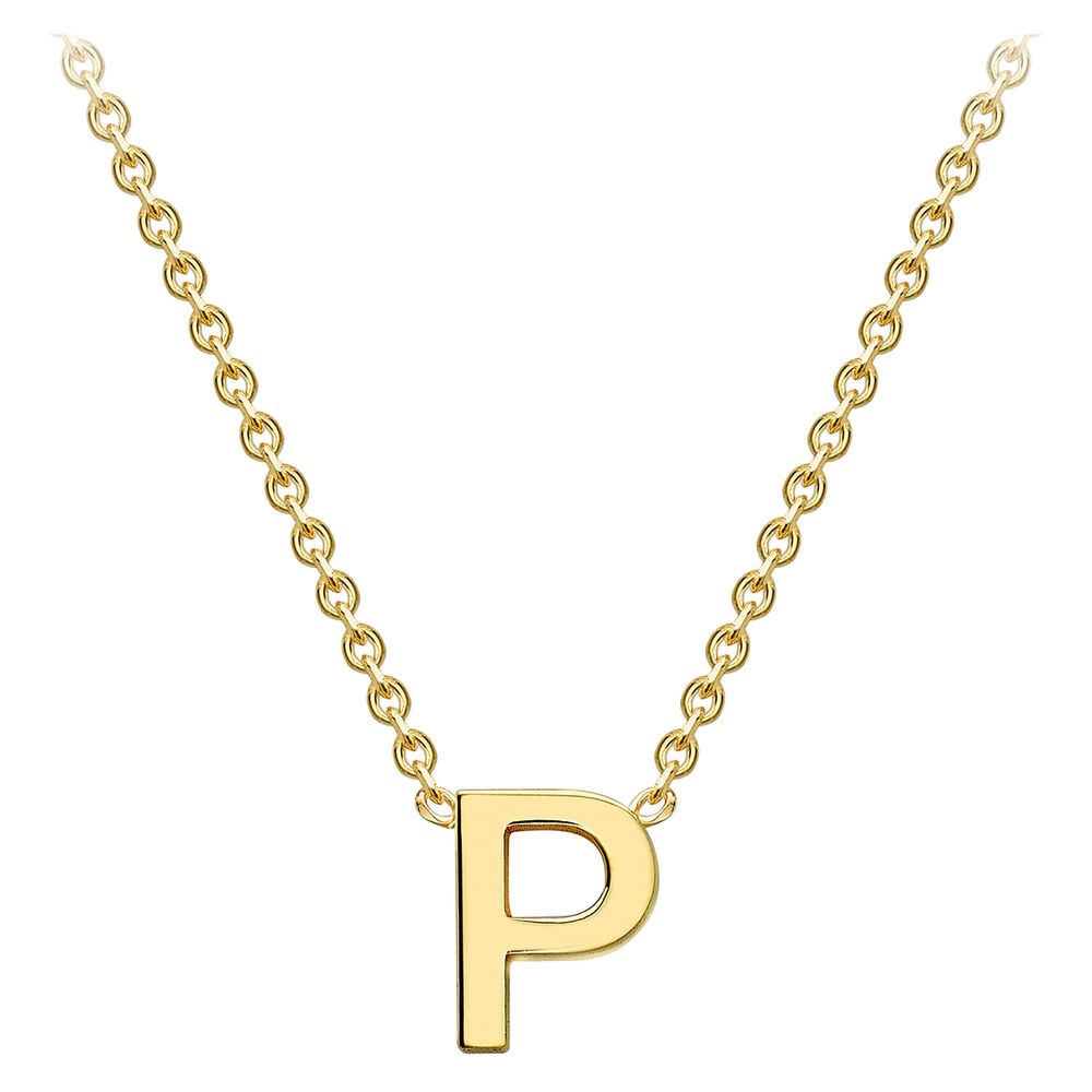 9 Carat Yellow Gold Petite Initial P Necklet image number 1