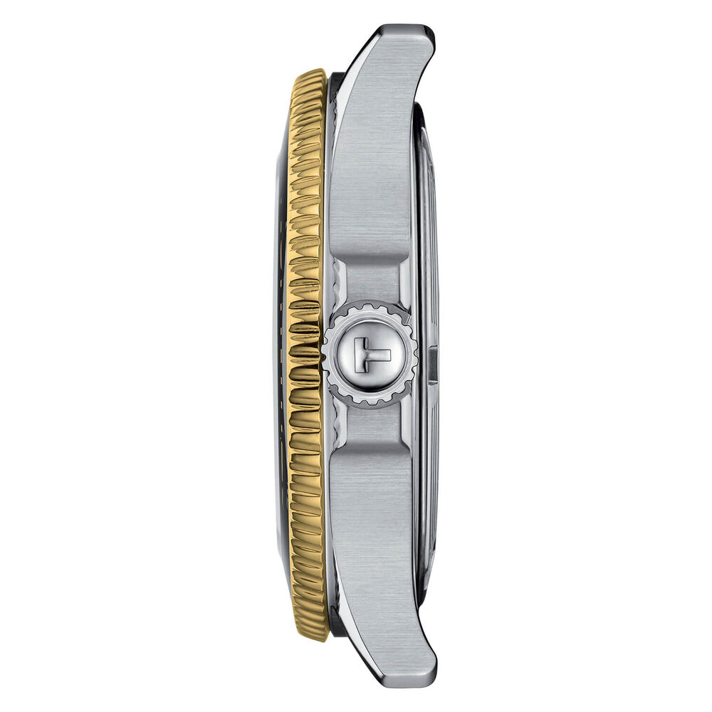 Tissot Seastar 1000 36mm Quartz Black Dial Yellow Gold PVD Case Steel Bracelet Watch image number 3