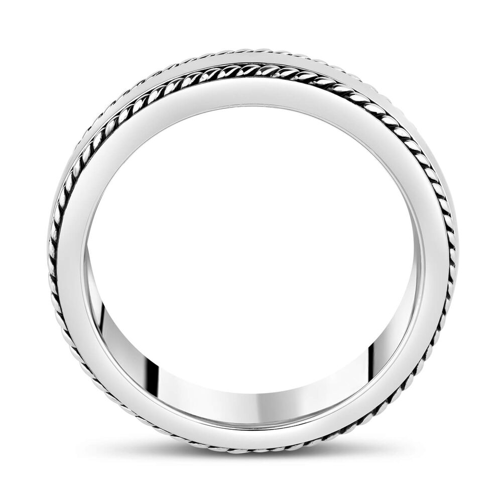 Sterling Silver Rhodium Plated 7mm Double-Twist Men's Ring image number 2