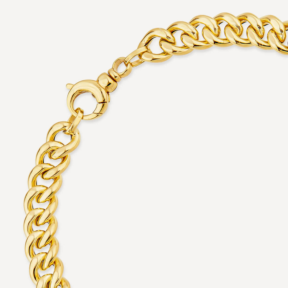 9ct Yellow Gold Stirrup Set Cubic Zirconia Curb Bracelet image number 4