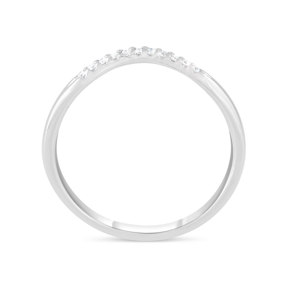 9ct White Gold Diamond Curved 2mm Wedding Band image number 2