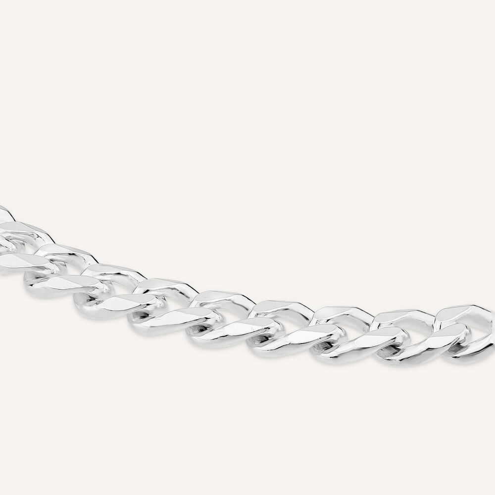 Sterling Silver Diamond Cut Curb Mens Bracelet image number 2
