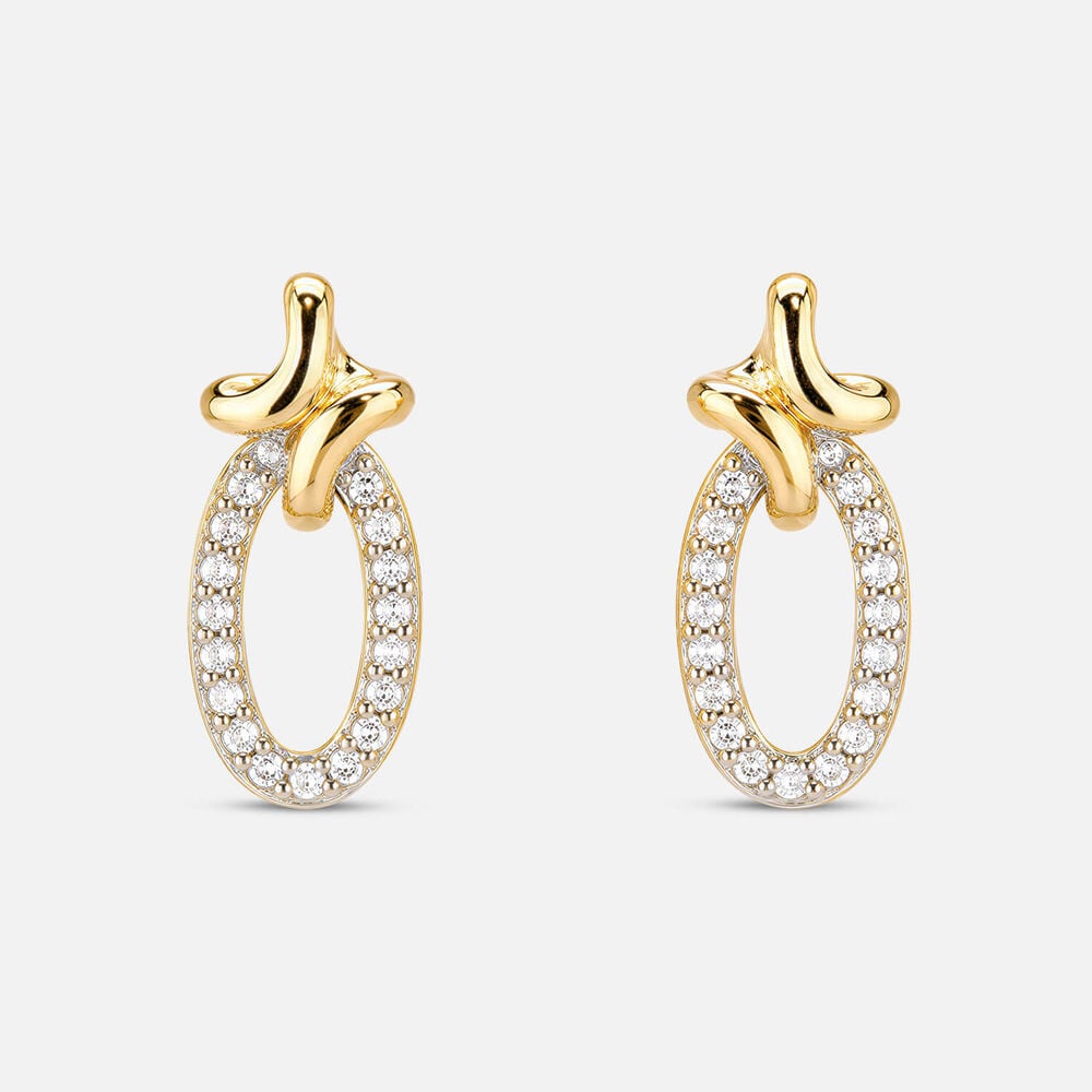 Yellow Gold Plated Vermeil Sterling Silver 0.17ct Lab Grown Diamond Oval Drop Earrings