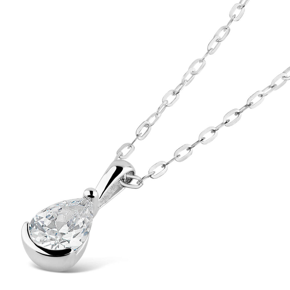 9ct White Gold Cubic Zirconia Pendant (Chain Included) image number 3