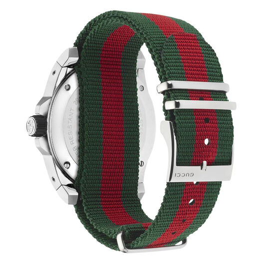 Gucci Dive 45mm Black Dial Steel Case Green & Red & Green Strap Watch