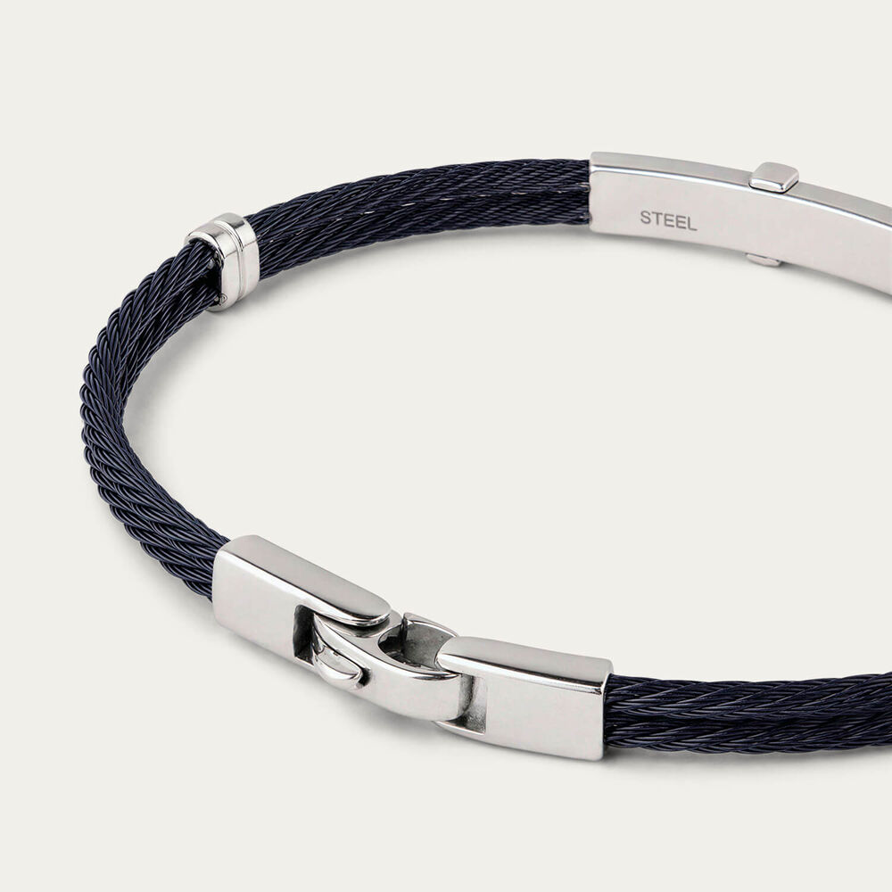 Stainless Steel Blue PVD Wire & 14ct Gold Accent Bracelet