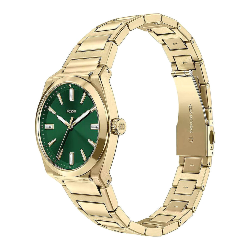 Fossil Everett 27mm Green Dial Gold Tone Stainless Steel Bracelet Watch
