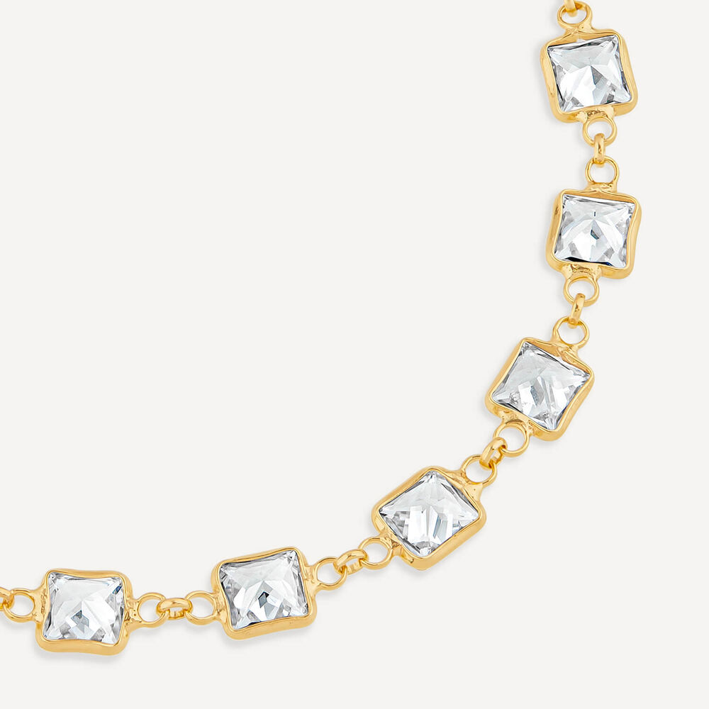 Silver & Yellow Gold Plated Rectangle Cubic Zirconia Series Bracelet image number 1