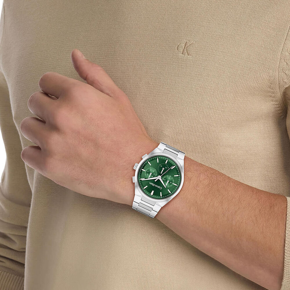 Calvin Klein Distinguish 44mm Green Dial Steel Bracelet Watch image number 3